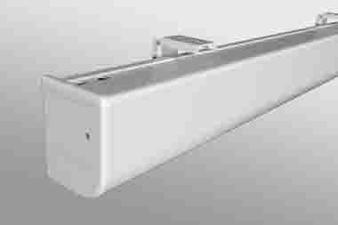 Acumen case, white finish, with ceiling brackets